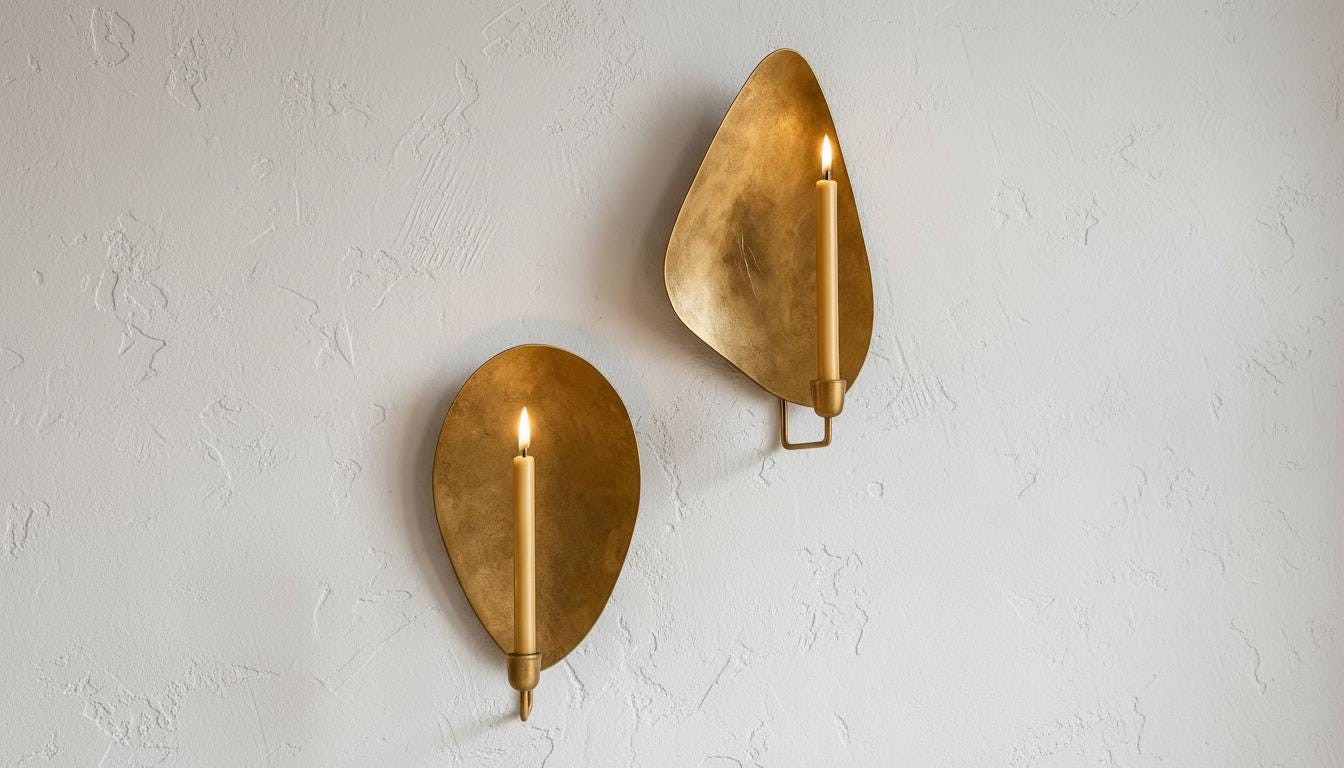 Handmade Moroccan Brass Wall Sconce , Moroccan Brass Candle , Gold Leaf Accent ,Round or Oval Gold Leaf Wall Light  Moroccan Boho Lighting