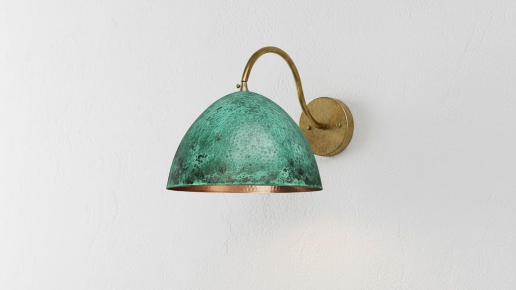 Oxidized Copper Wall Light , Handmade Wall Light, handcrafted Wall sconce , Outdoor Copper Sconce Wall Light Green Patina, Vintage Wall Lamp