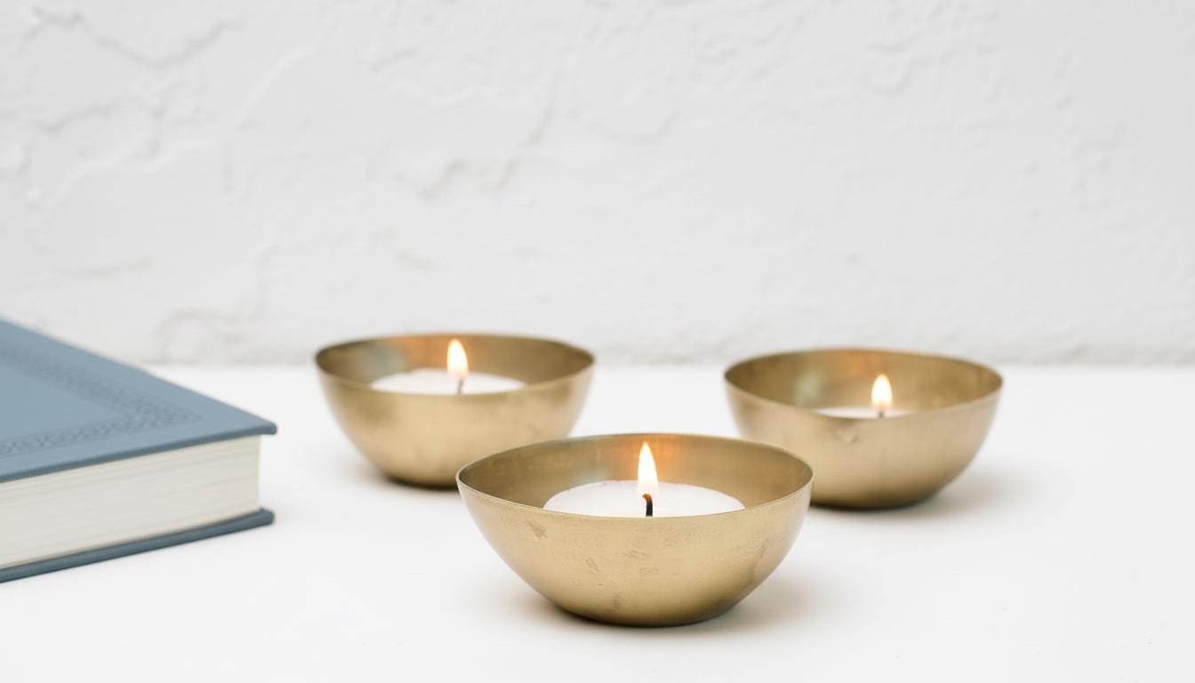 Set of 2 Yellow Brass Candle Holders – Handmade Hammered Brass Candle Holder Set, Moroccan Metal Candle Stand, Vintage Home Decor