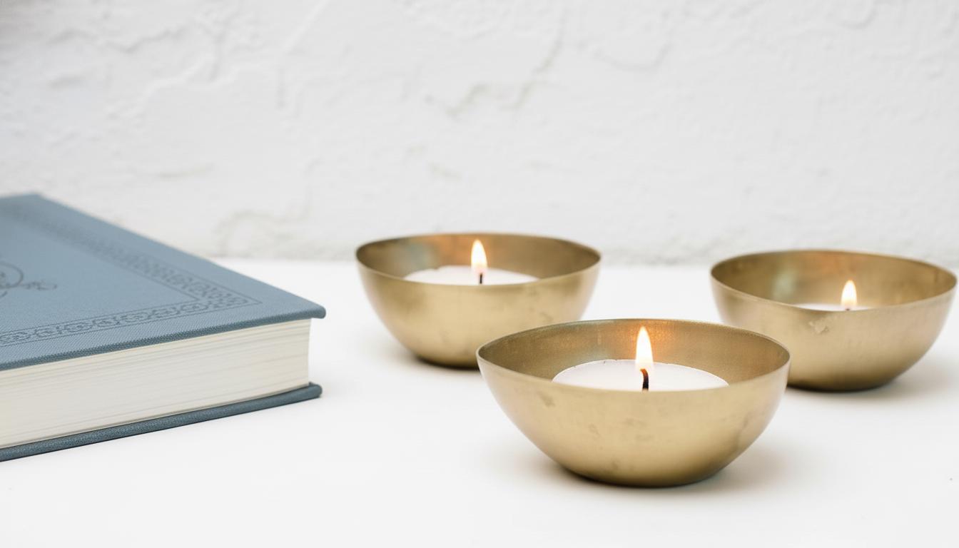 Set of 2 Yellow Brass Candle Holders – Handmade Hammered Brass Candle Holder Set, Moroccan Metal Candle Stand, Vintage Home Decor