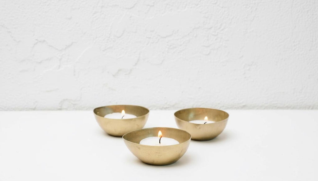 Set of 2 Yellow Brass Candle Holders – Handmade Hammered Brass Candle Holder Set, Moroccan Metal Candle Stand, Vintage Home Decor
