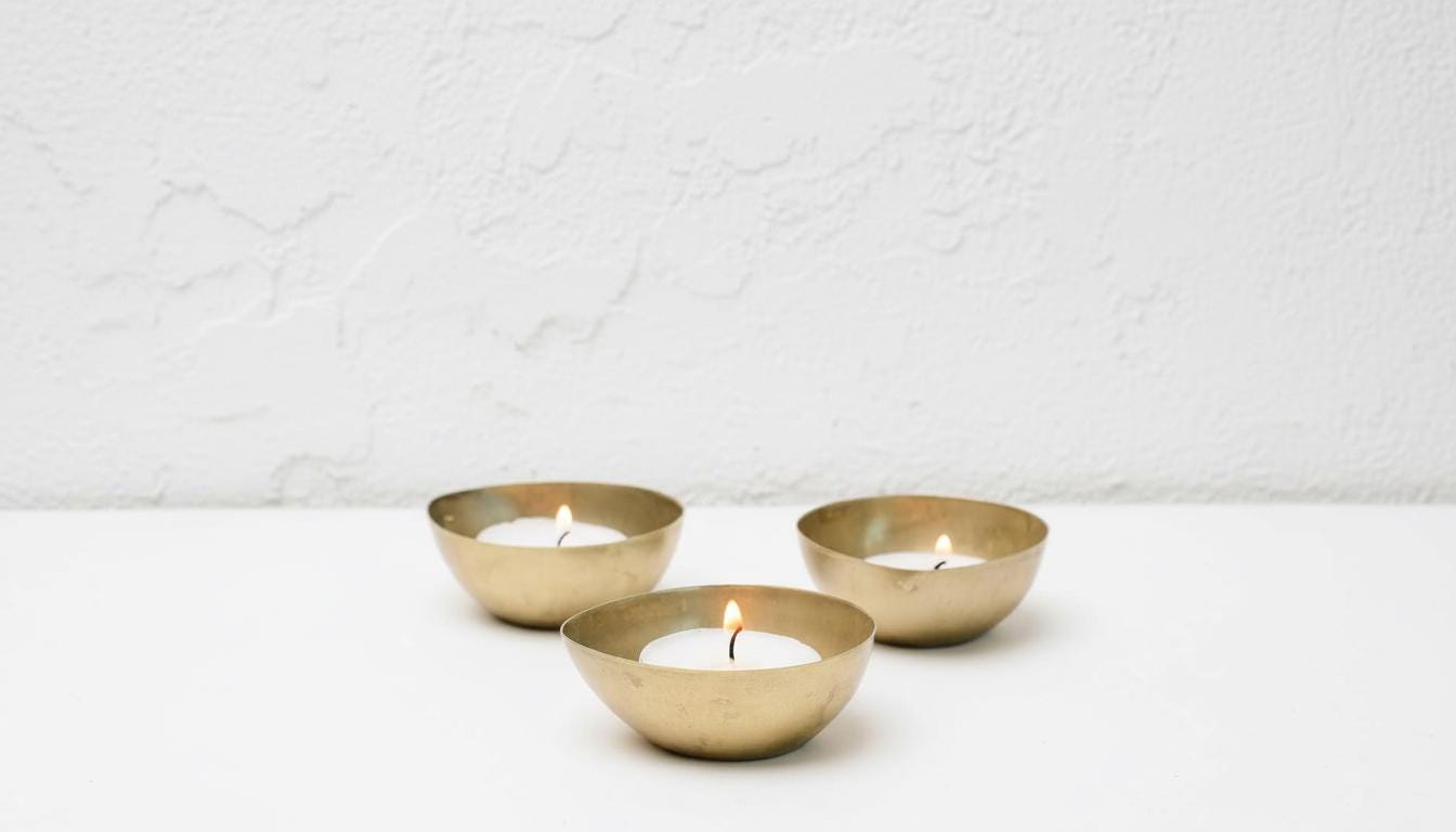 Set of 2 Yellow Brass Candle Holders – Handmade Hammered Brass Candle Holder Set, Moroccan Metal Candle Stand, Vintage Home Decor
