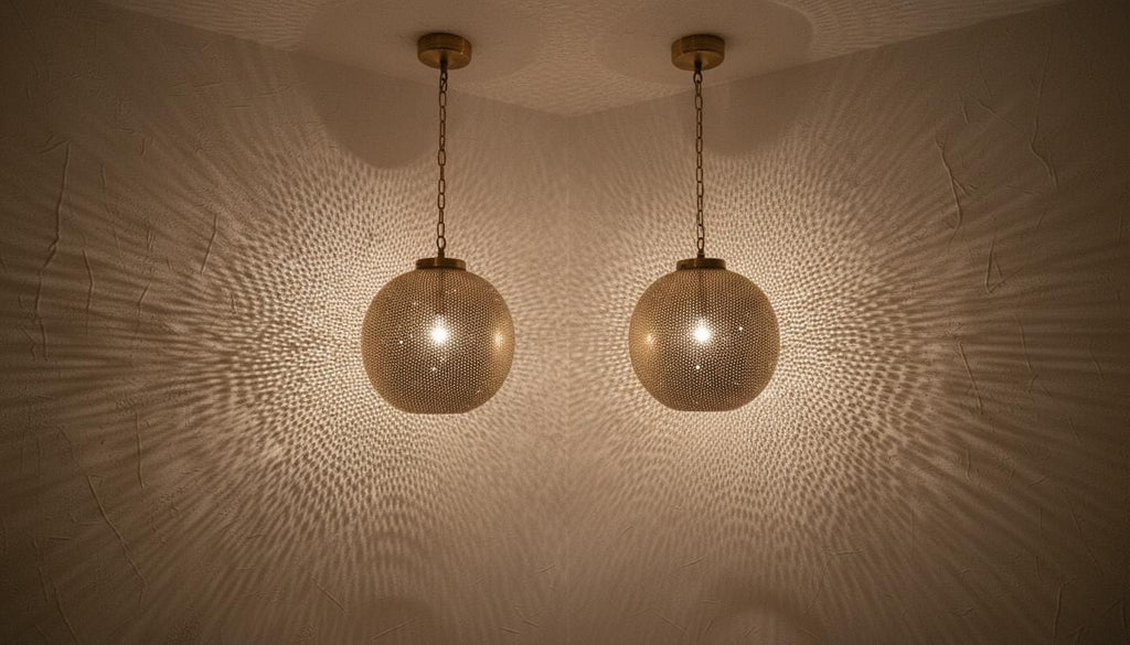 Moroccan Brass Pendant Light – Handmade Brass Hanging Lamp, Boho Home Lighting, Decorative Moroccan Chandelier, Modern Metal Lampshade