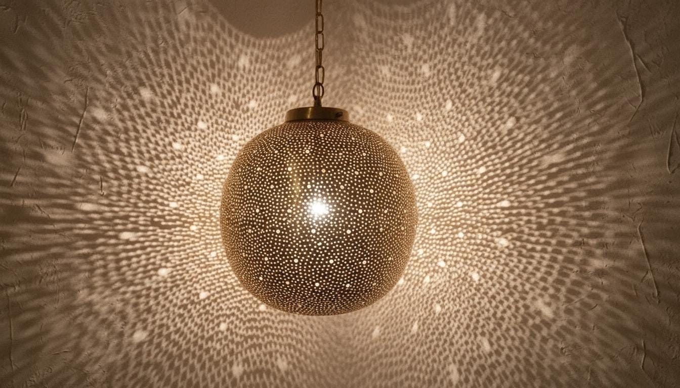 Moroccan Brass Pendant Light – Handmade Brass Hanging Lamp, Boho Home Lighting, Decorative Moroccan Chandelier, Modern Metal Lampshade