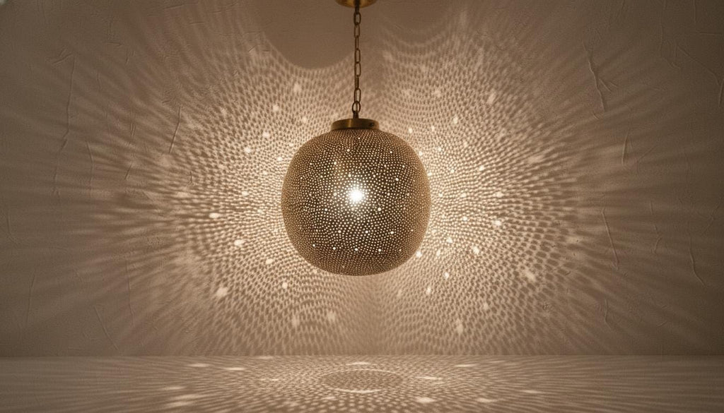 Moroccan Brass Pendant Light – Handmade Brass Hanging Lamp, Boho Home Lighting, Decorative Moroccan Chandelier, Modern Metal Lampshade