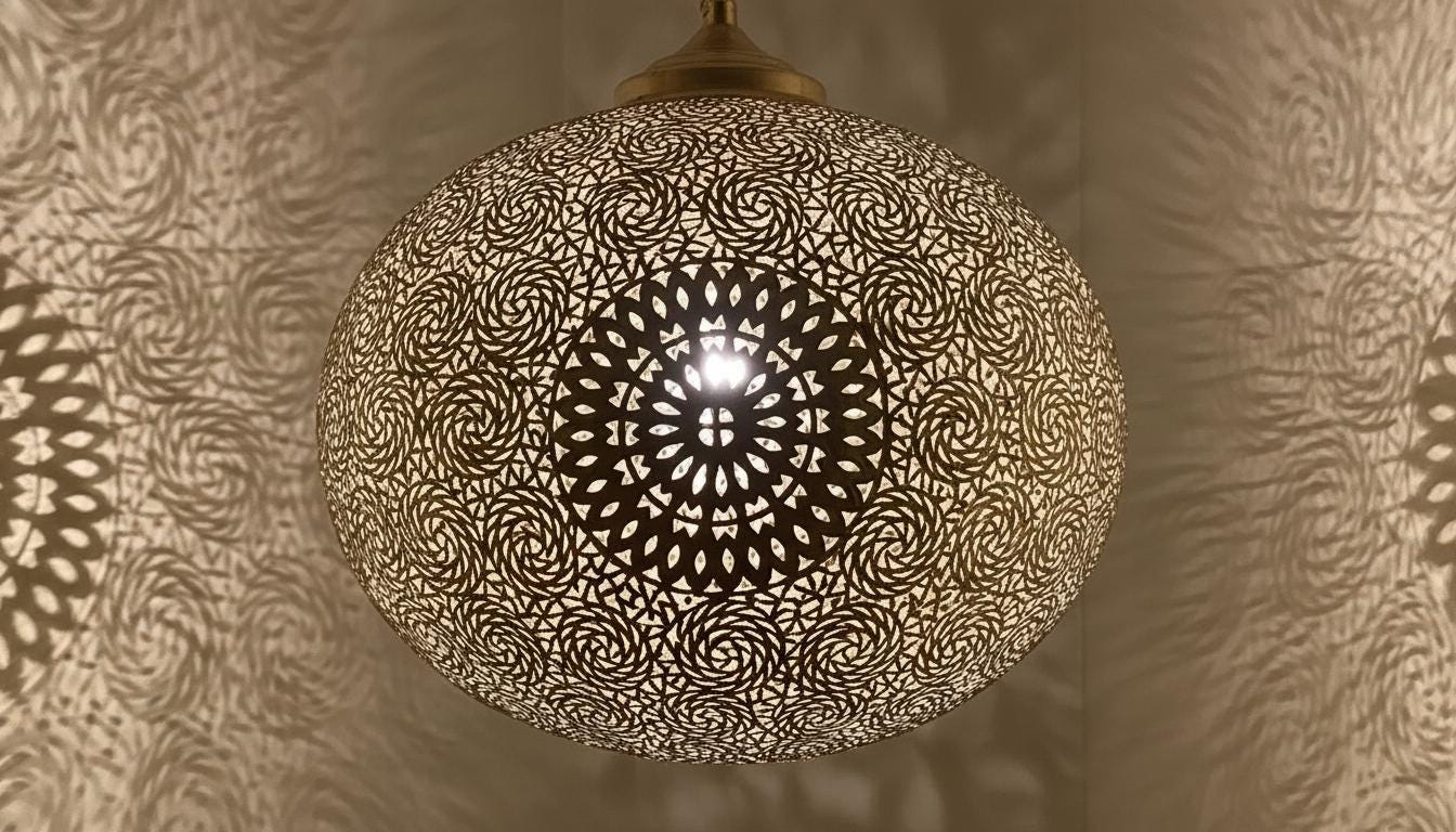 Handmade Brass Hanging Lamp,Moroccan Brass Pendant Light –Boho Home Lighting, Decorative Moroccan Chandelier, Modern Metal Lampshade