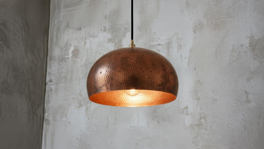 Handmade Copper Dome Pendant Light – Moroccan Rustic Lighting