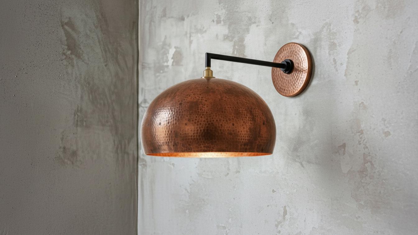Handmade Brass Dome Light – Moroccan Hammered Wall Lamp, Artisan Brass Sconce for Hallway, Bedroom, Living Room Décor – Boho Wall Lighting