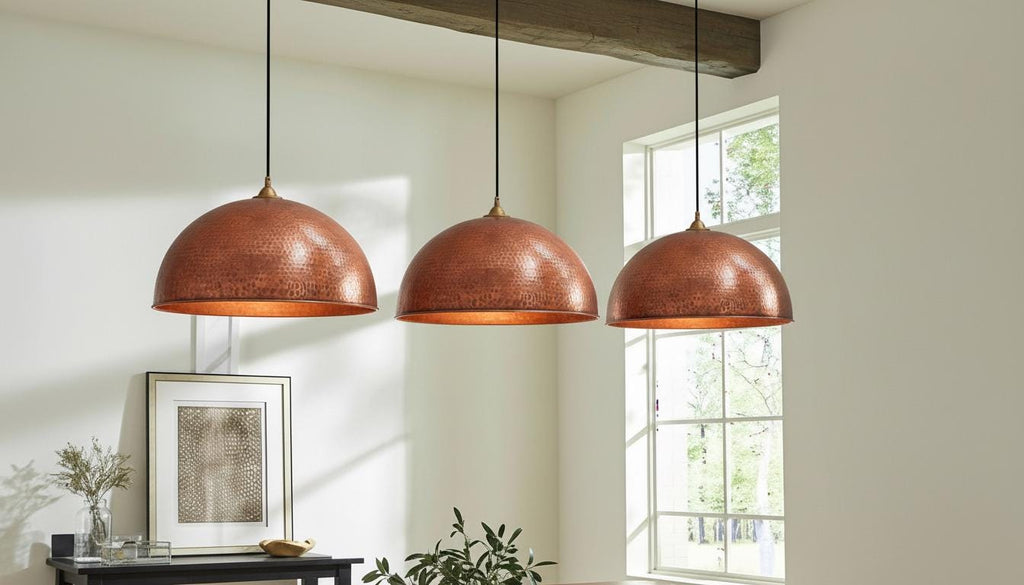 Set of 2 Handmade Copper Pendant Lights – Hammered Moroccan Ceiling Fixture