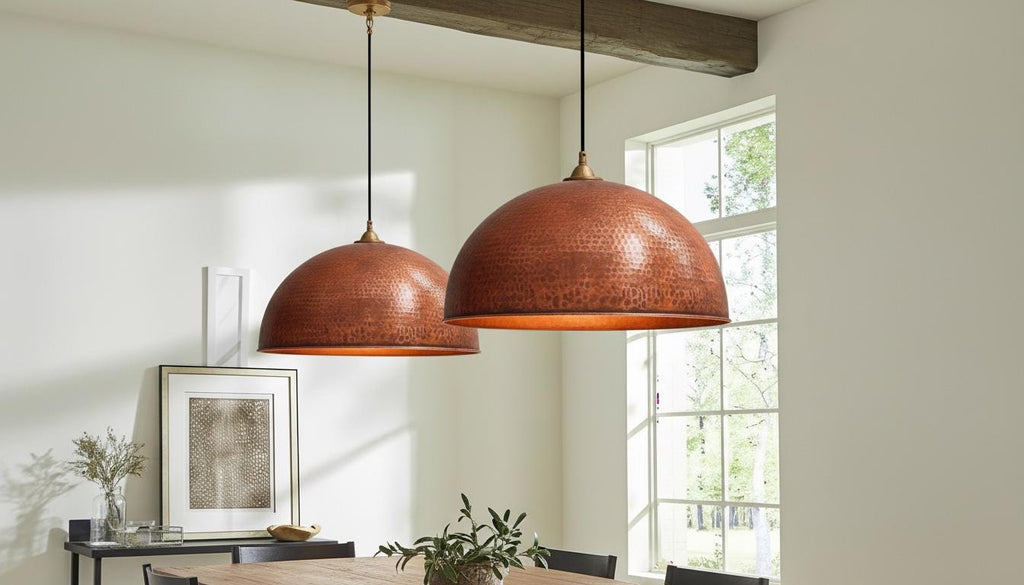 Set of 2 Handmade Copper Dome Pendant Light – Hammered Oxidized Ceiling Fixture,Solid Rustic Copper Farmhouse Kitchen Island Light Fixture