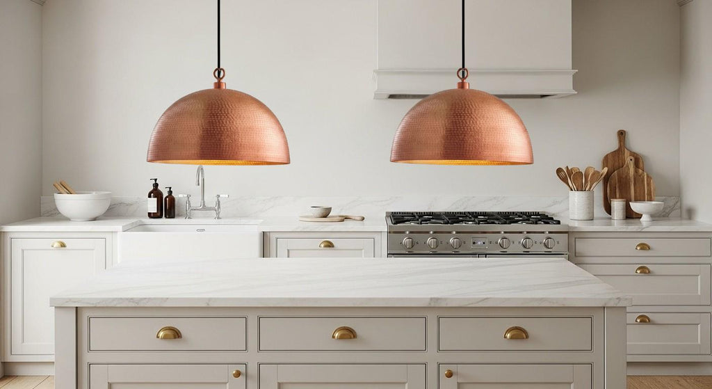 Handmade Copper Dome Pendant Light – Hammered Oxidized Ceiling Fixture, Rustic Farmhouse Kitchen Island Lighting,Rustic Modern Hanging Lamp