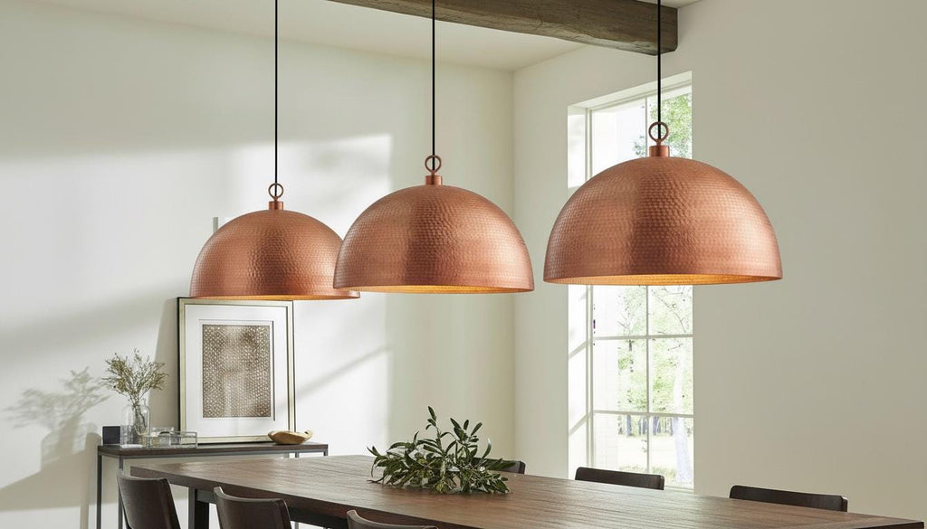 Handmade Copper Dome Pendant Light – Hammered Oxidized Ceiling Fixture, Rustic Farmhouse Kitchen Island Lighting,Rustic Modern Hanging Lamp