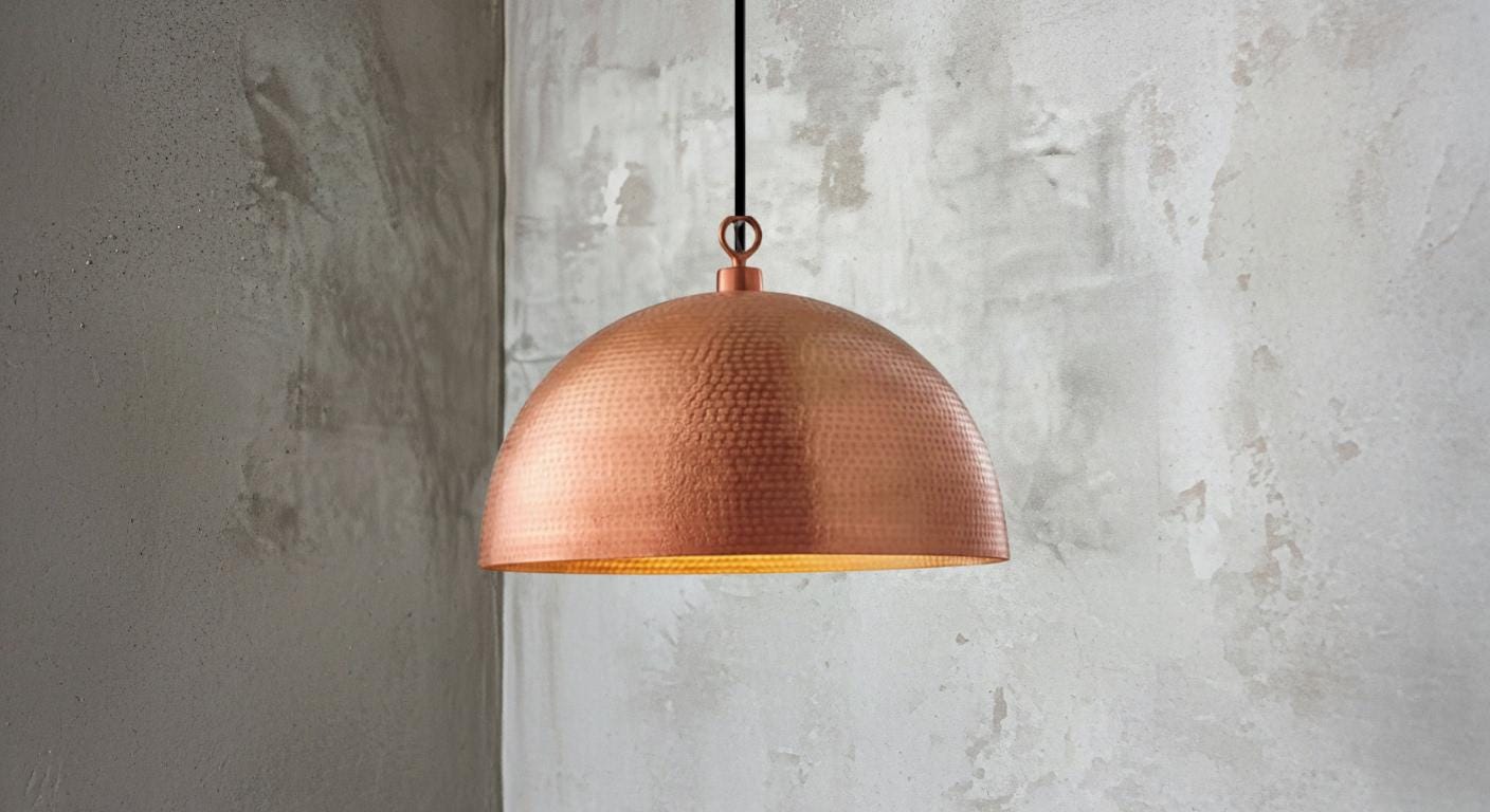 Handmade Copper Dome Pendant Light – Hammered Oxidized Ceiling Fixture, Rustic Farmhouse Kitchen Island Lighting,Rustic Modern Hanging Lamp