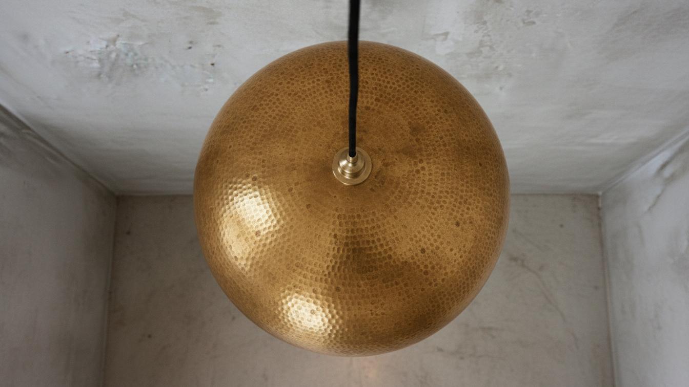 Handmade Brass Dome Pendant Light – Moroccan Brass Ceiling Lamp, Boho Modern Hanging Light Fixture  – Kitchen Island Lighting