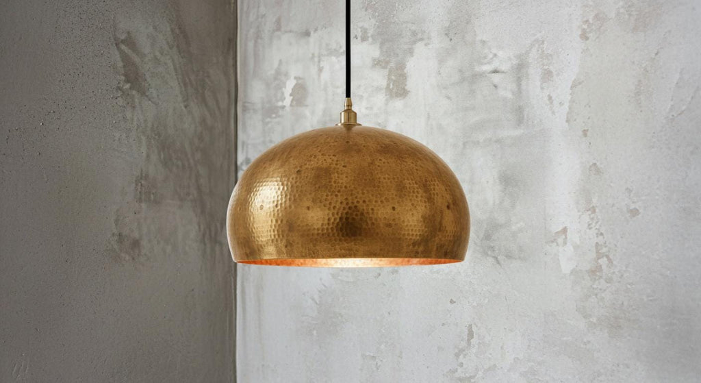 Handmade Brass Dome Pendant Light – Moroccan Brass Ceiling Lamp, Boho Modern Hanging Light Fixture  – Kitchen Island Lighting
