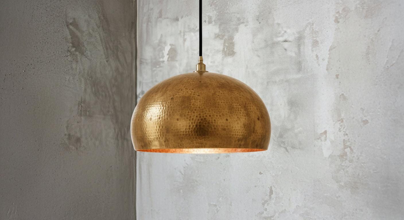 Handmade Brass Dome Pendant Light – Moroccan Brass Ceiling Lamp, Boho Modern Hanging Light Fixture  – Kitchen Island Lighting