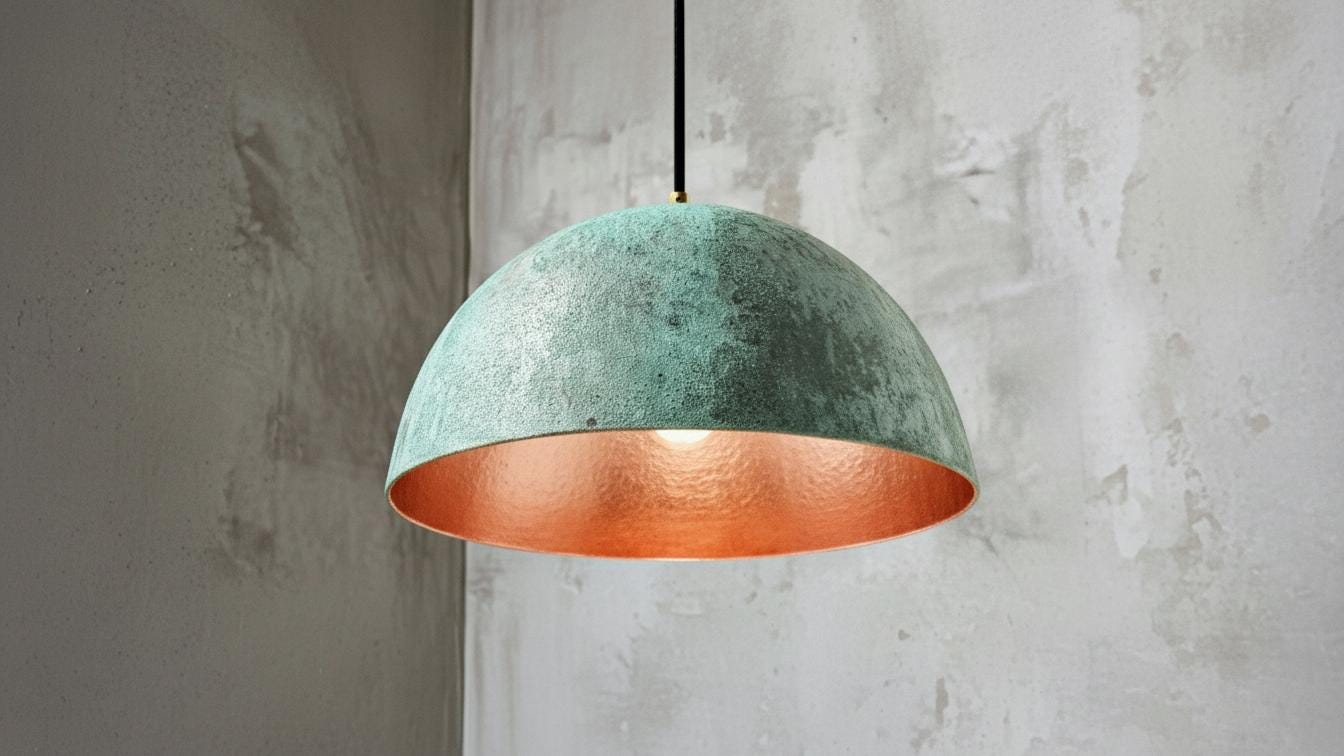 Green Patina Dome Lamp , Oxidized pendant Copper Patina Light , Hanging Pendant Lighting, Kitchen Island Lighting ,Ceiling Light Fixture