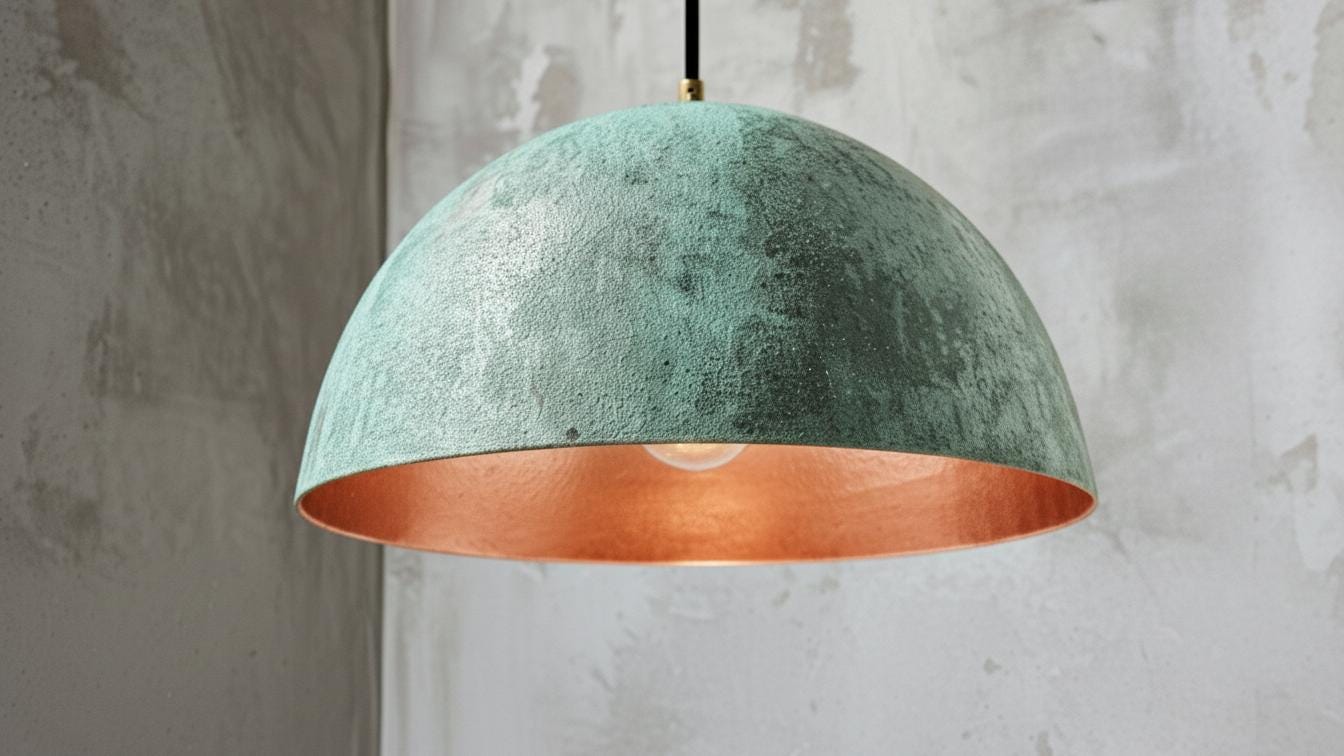 Green Patina Dome Lamp , Oxidized pendant Copper Patina Light , Hanging Pendant Lighting, Kitchen Island Lighting ,Ceiling Light Fixture