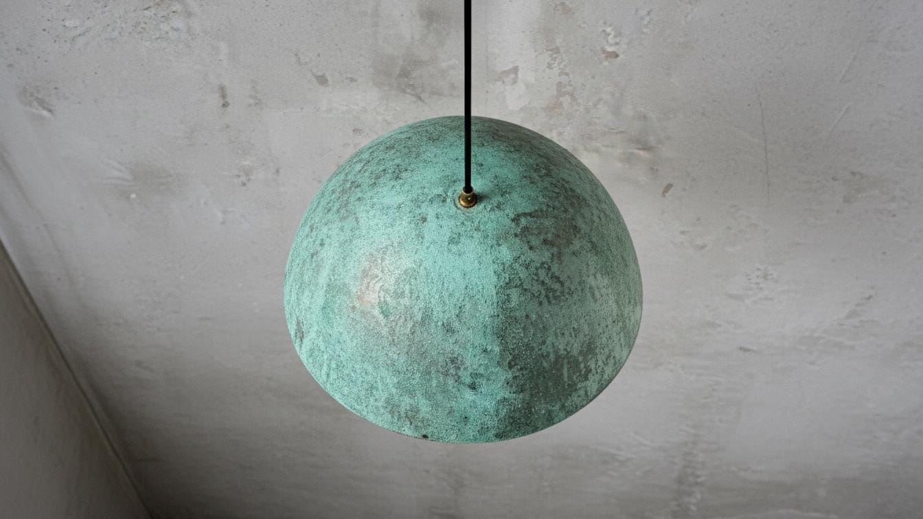 Green Patina Dome Lamp , Oxidized pendant Copper Patina Light , Hanging Pendant Lighting, Kitchen Island Lighting ,Ceiling Light Fixture