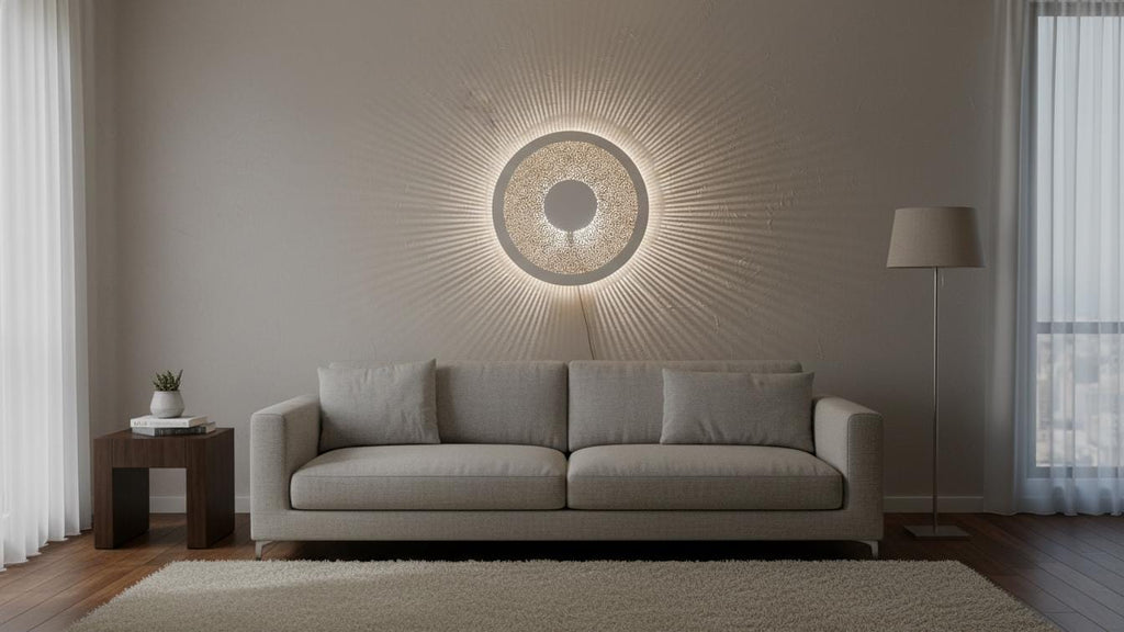 Moroccan Brass Round Wall Lamp | Handmade Oriental Light Fixture | Boho Rustic Wall Sconce | Vintage Shadow Wall Decor Morocco Brass lantern