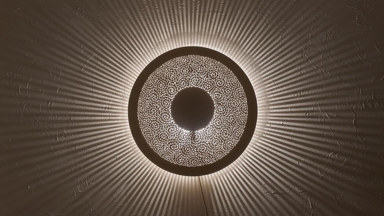 Moroccan Brass Round Wall Lamp | Handmade Oriental Light Fixture | Boho Rustic Wall Sconce | Vintage Shadow Wall Decor Morocco Brass lantern