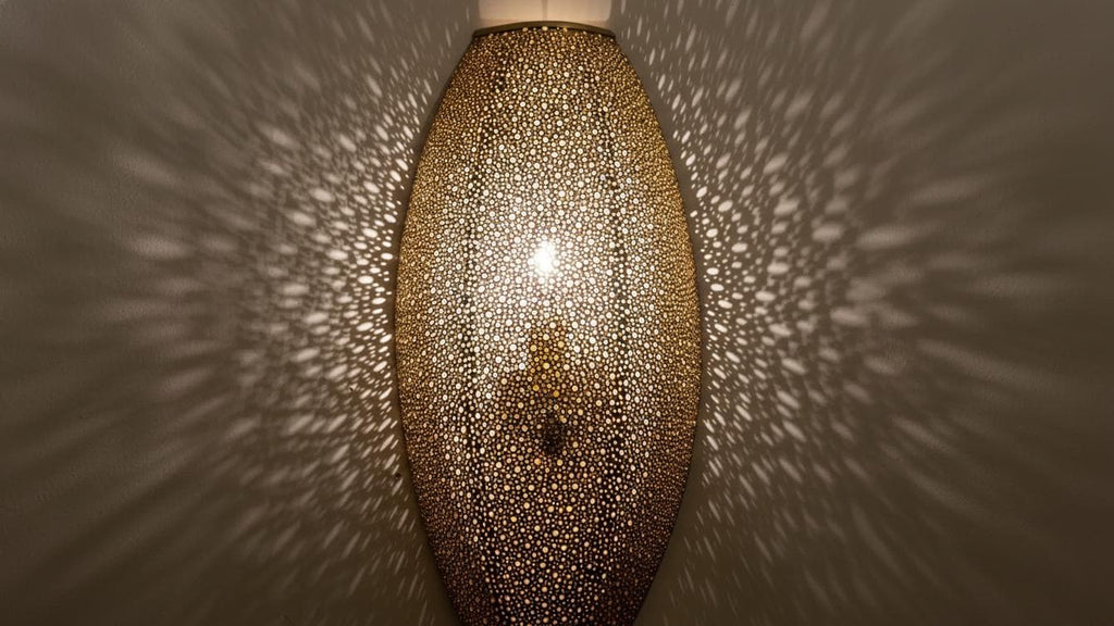 Handmade Moroccan Arabesque Wall Sconce, Solid Brass & Copper Ambient Wall Light for Boho Interior Decor
