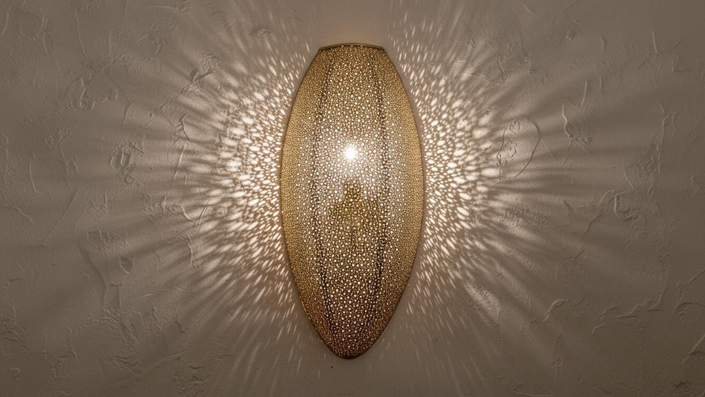 Handmade Moroccan Arabesque Wall Sconce, Solid Brass & Copper Ambient Wall Light for Boho Interior Decor
