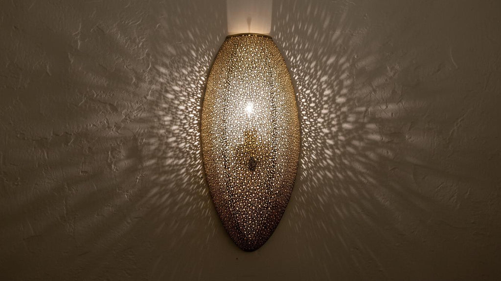 Handmade Moroccan Arabesque Wall Sconce, Solid Brass & Copper Ambient Wall Light for Boho Interior Decor