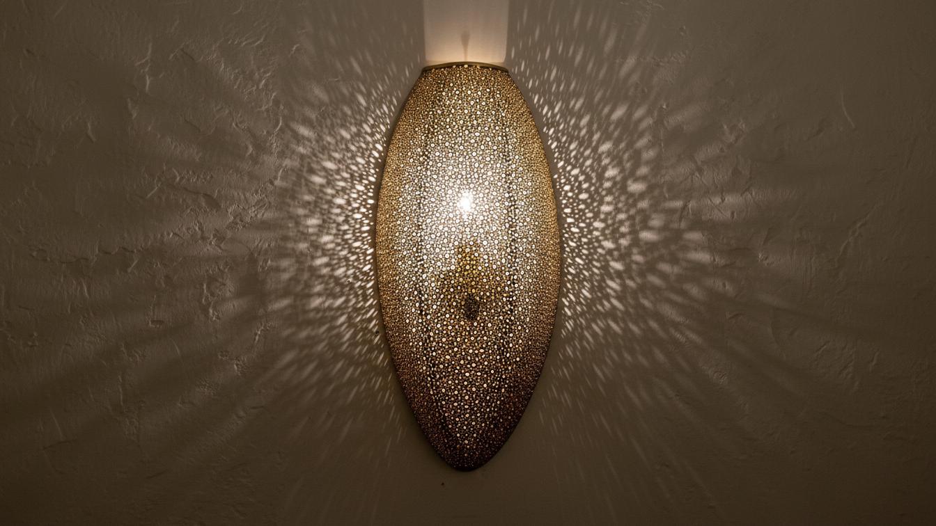 Handmade Moroccan Arabesque Wall Sconce, Solid Brass & Copper Ambient Wall Light for Boho Interior Decor