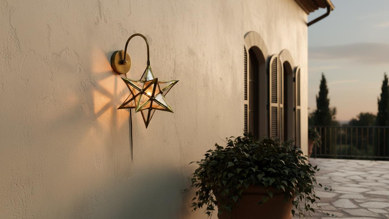 Moroccan Star Wall Sconce – Handmade Brass & Glass Art Décor