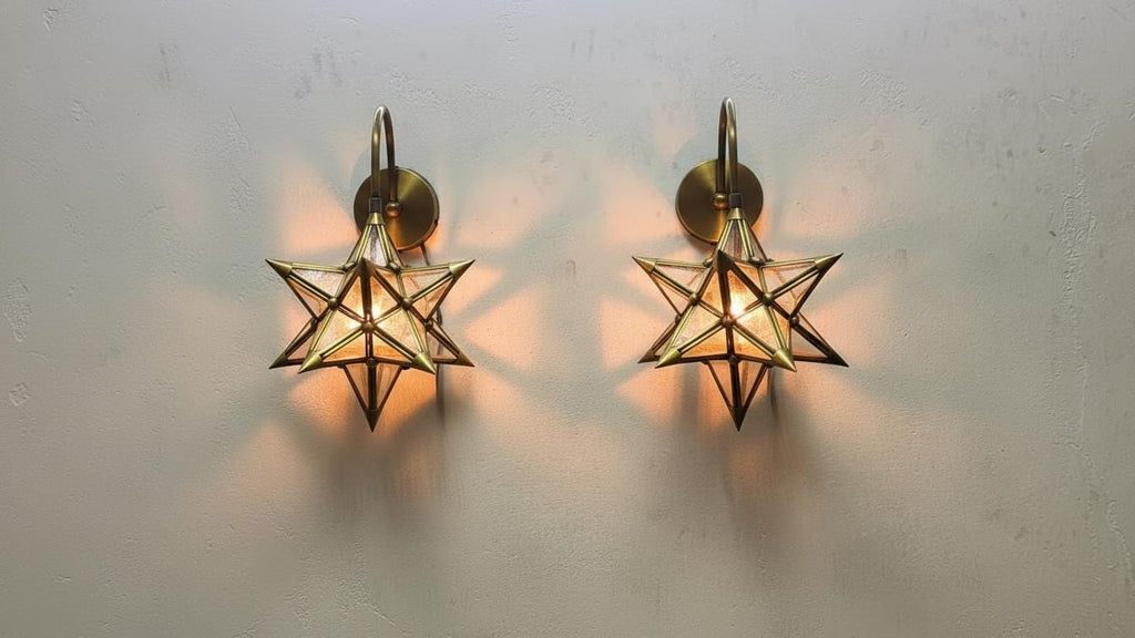 Brass & Glass Moroccan Wall Light – Handmade Wall Sconce Lamp, Modern Art Décor Light, Brass Wall Fixture for Elegant Home Lighting