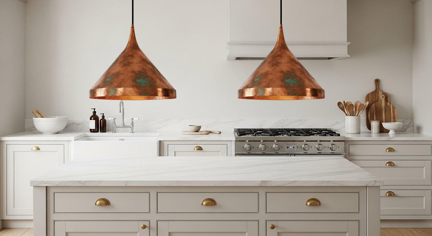 Handcrafted Copper Dome Pendant Light, Moroccan Boho Lighting