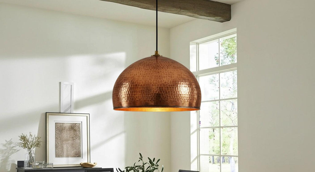 Handmade Copper Dome Hanging Light, Ceiling Pendant Lamp, Dome Lampshades, Dome Light Fixture, Rustic Chandelier, Kitchen Island Lighting
