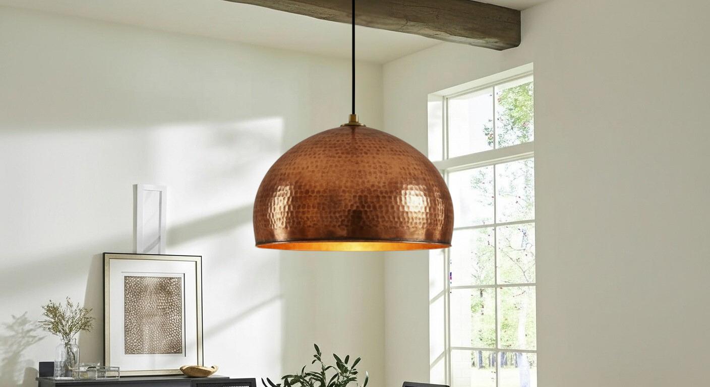 Handmade Copper Dome Hanging Light, Ceiling Pendant Lamp, Dome Lampshades, Dome Light Fixture, Rustic Chandelier, Kitchen Island Lighting