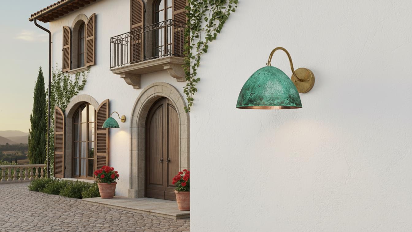 Oxidized Copper Wall Light , Handmade Wall Light, handcrafted Wall sconce , Outdoor Copper Sconce Wall Light Green Patina, Vintage Wall Lamp
