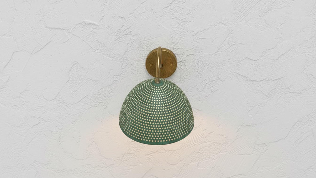 Perforated Oxidized Copper Wall Lamp –Handmade Green Patina Wall Sconce,Vintage Moroccan Pierced Brass-Style Light, Handcrafted Wall Fixture