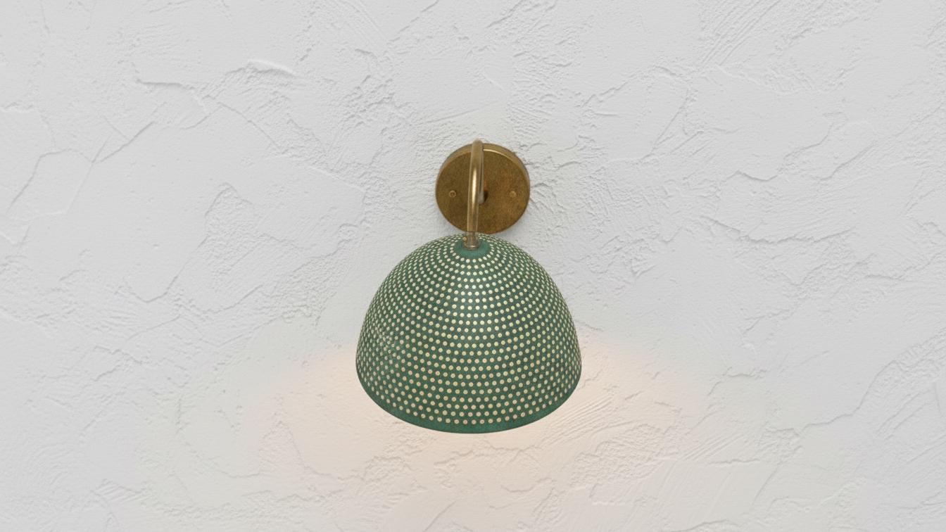 Perforated Oxidized Copper Wall Lamp –Handmade Green Patina Wall Sconce,Vintage Moroccan Pierced Brass-Style Light, Handcrafted Wall Fixture