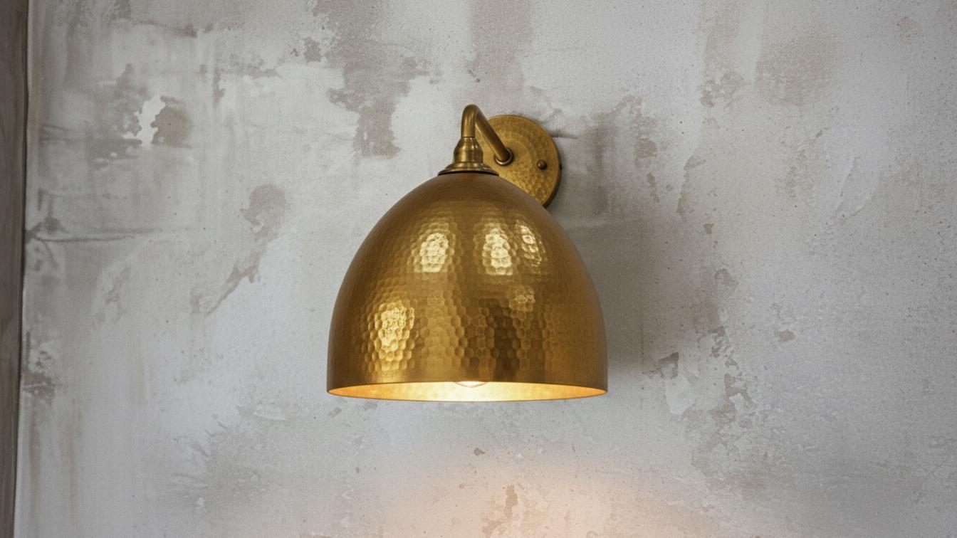 Handmade Hammered Copper Wall Sconce, Moroccan Cone Shade Lamp