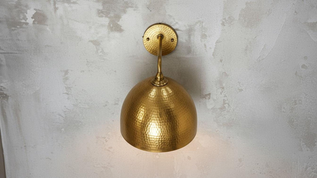 Handmade Hammered Copper Wall Sconce, Moroccan Cone Shade Lamp