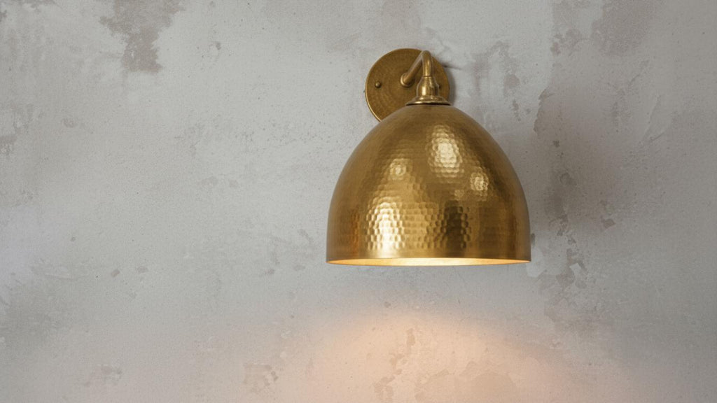Handmade Hammered Copper Wall Sconce, Moroccan Cone Shade Lamp
