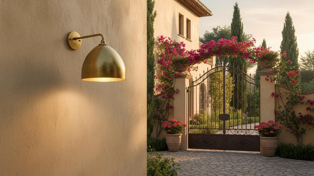 Handmade Hammered Copper Wall Sconce, Moroccan Cone Shade Lamp