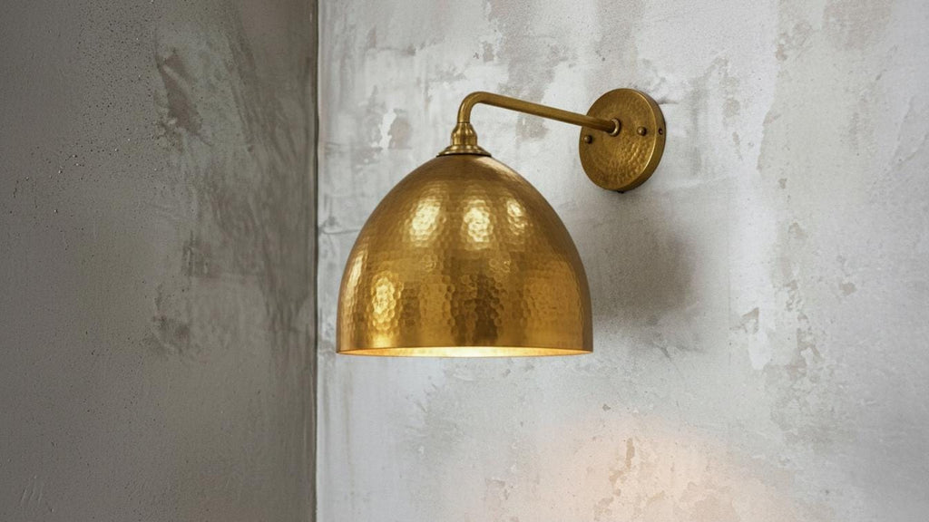 Handmade Hammered Copper Wall Sconce, Moroccan Cone Shade Lamp