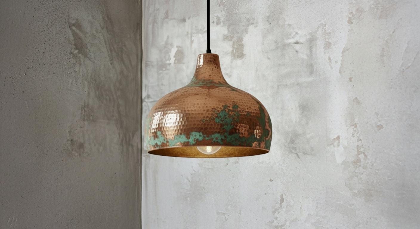 Green Patina Rustic Industrial Lamp ,Brass Dome Pendant Light ,Rustic Farmhouse Lighting ,Handmade Copper Dome Pendant Light ,Kitchen Island