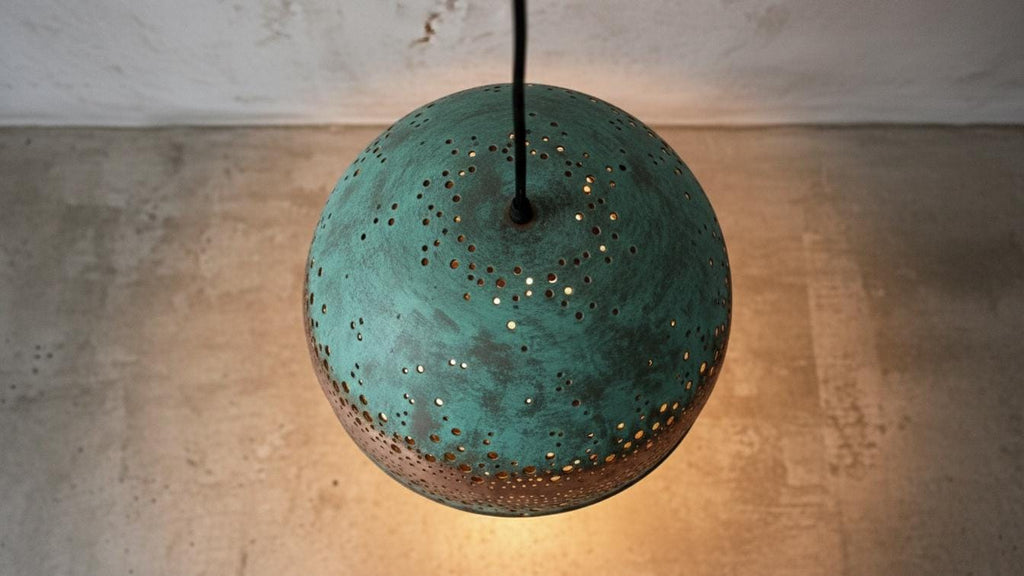 Modern Copper Dome Pendant Lamp Green Patina ,Dining Room Light Fixture,Ceiling Dome Lamp, Copper Dome Light fixture, Rustic Chandelier