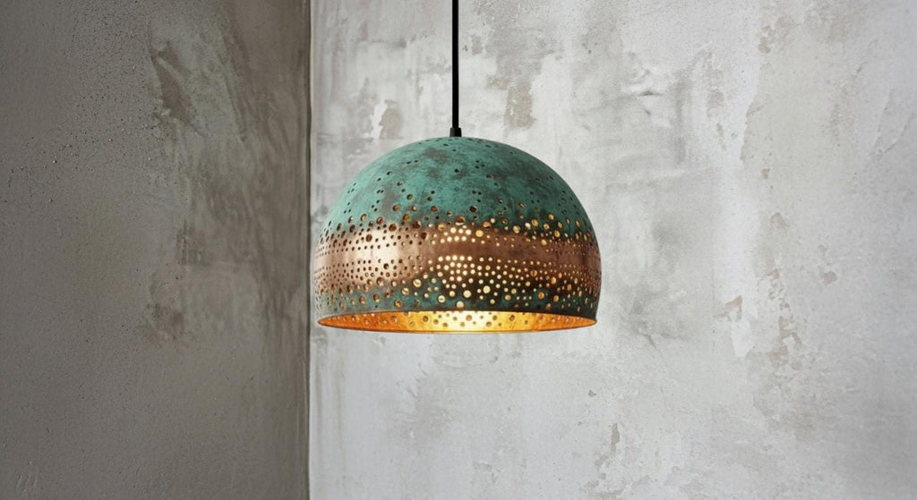 Modern Copper Dome Pendant Lamp Green Patina ,Dining Room Light Fixture,Ceiling Dome Lamp, Copper Dome Light fixture, Rustic Chandelier