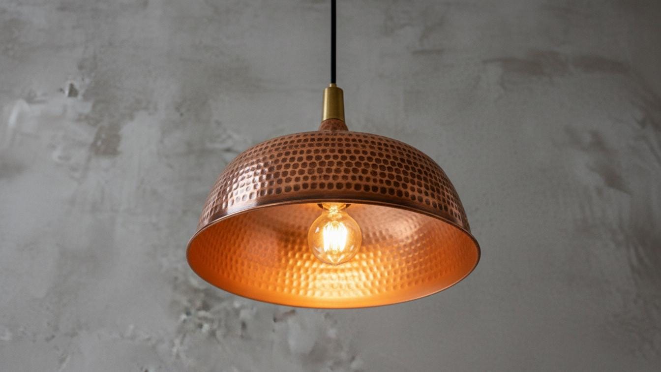 Handmade Copper Pendant Light – Modern Copper Dome Pendant Lamp – Rustic Farmhouse Kitchen Island –Dining Room Light Fixture –Solid Copper