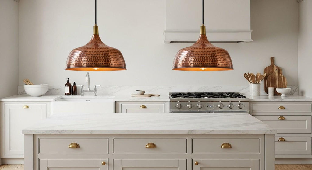 Handmade Copper Pendant Light – Modern Copper Dome Pendant Lamp – Rustic Farmhouse Kitchen Island –Dining Room Light Fixture –Solid Copper