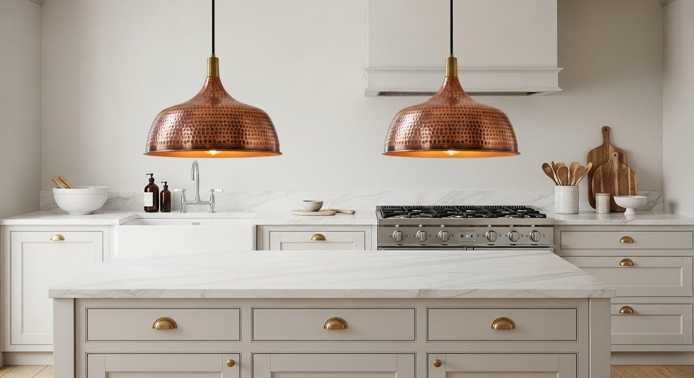 Handmade Copper Pendant Light – Modern Copper Dome Pendant Lamp – Rustic Farmhouse Kitchen Island –Dining Room Light Fixture –Solid Copper