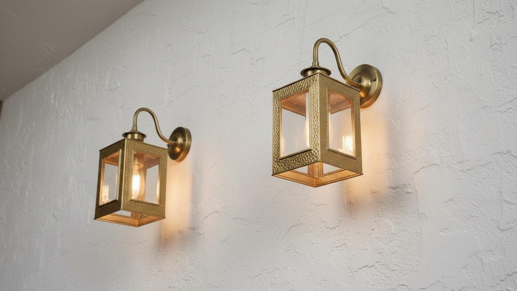 Vintage Copper Outdoor Wall Sconce, Handmade Brass Arm Lantern with Clear Glass for Porch Lighting