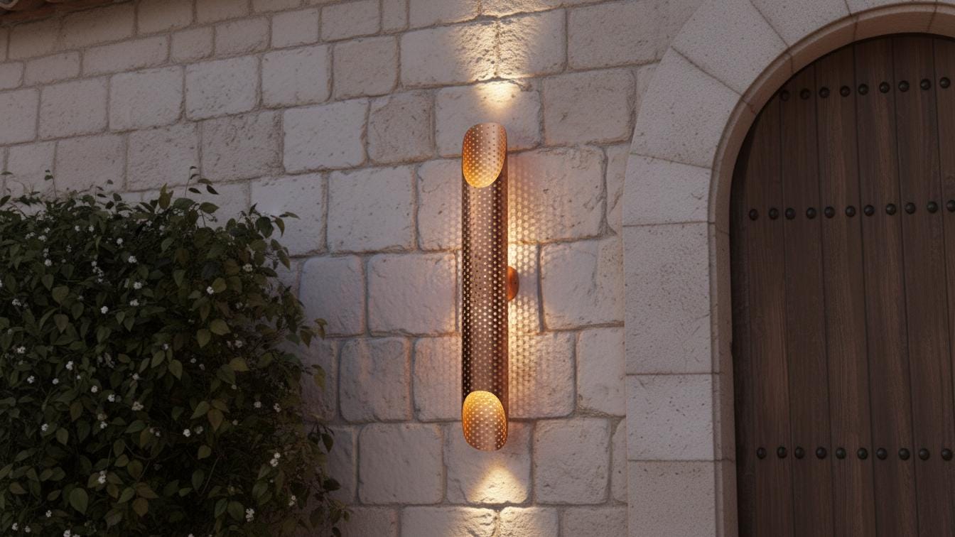Handmade Hammered Copper Wall Sconce: Moroccan Boho Lighting